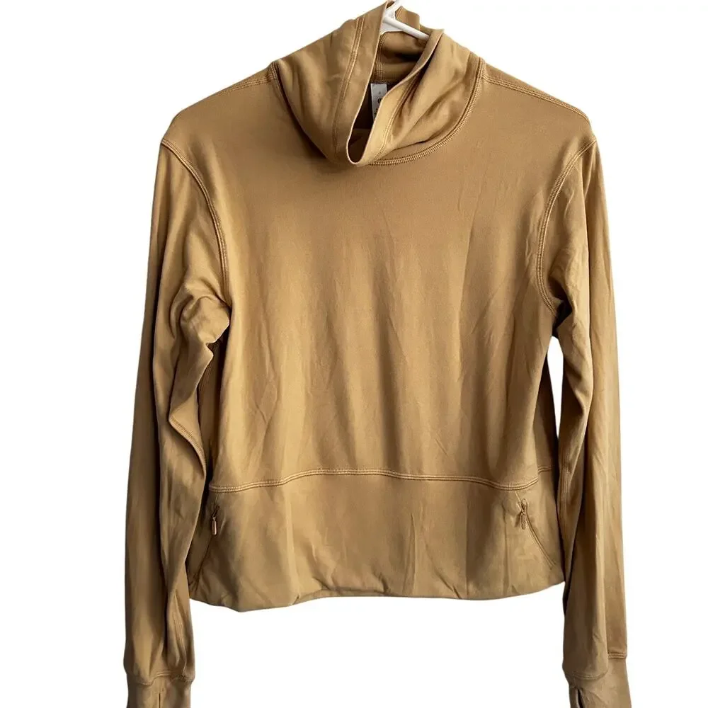 Lululemon Ready to Rulu Pullover 2 Pecan Tan Butter Yellow Top Turtleneck Mock
